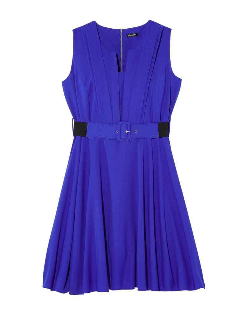 Front of plus size Lyra Belted Fit & Flare Dress  by City Chic | Dia&Co | dia_product_style_image_id:139355